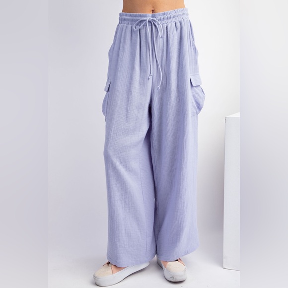 easel Pants - Easel Dusty Blue Gauze Cargo